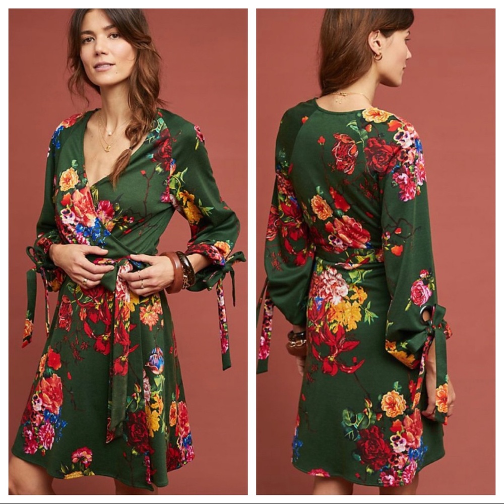 🆕NWT Eva Franco Dahlia Wrap Dress w/ tie sleeves